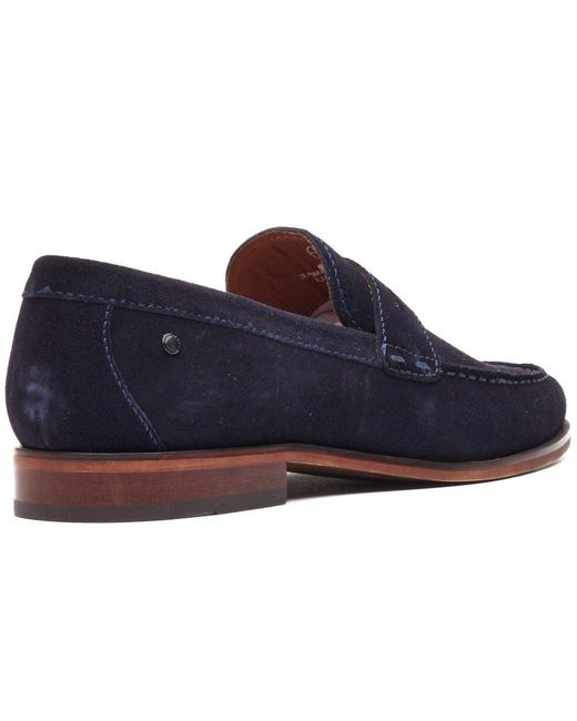 Base London Blue Slate Penny Loafers for men