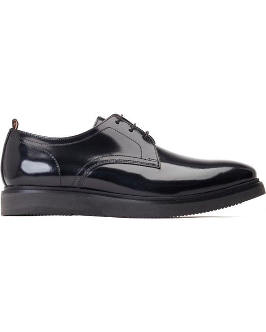 Base London Black Roly Plain Toe Derby Shoes for men