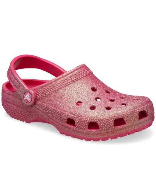 CROCSTM Pink Classic Glitter Sandals