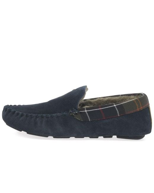 Barbour Blue Monty Full Moccasin Slippers for men