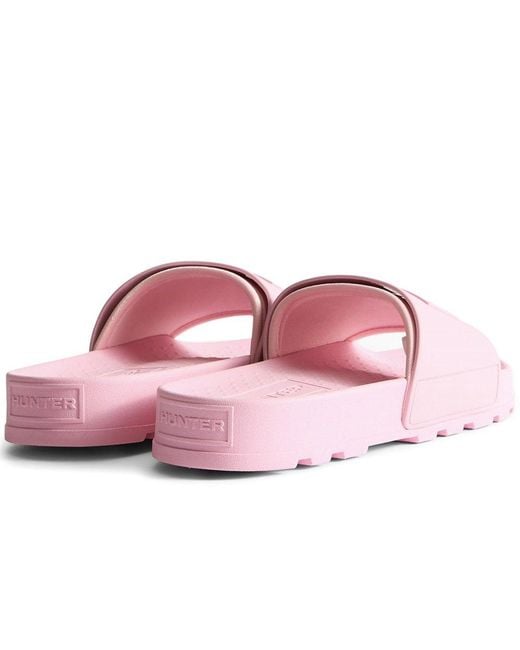 Hunter Pink Core Embossed Slider Sandals