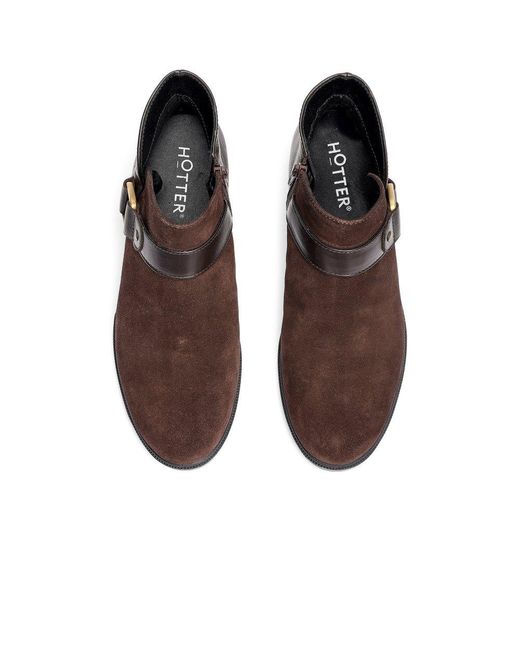 Hotter Brown Linton Wide Fit Ankle Boots