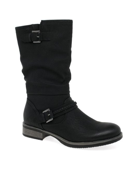 Rieker Black Estella Calf Length Slouch Boots