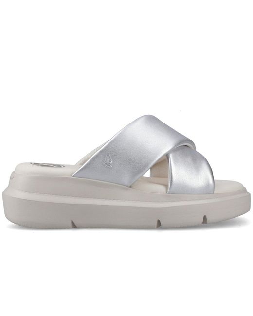 Hush Puppies White Uplift Crossover Slide Sandals