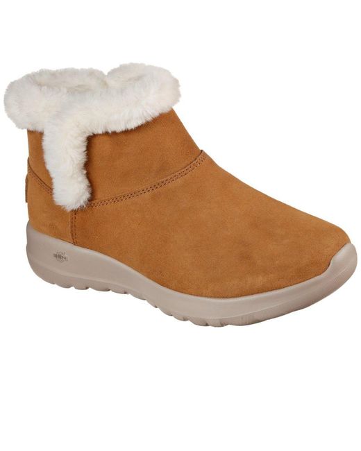 Skechers Brown On The Go Joy Bundle Up Ankle Boots
