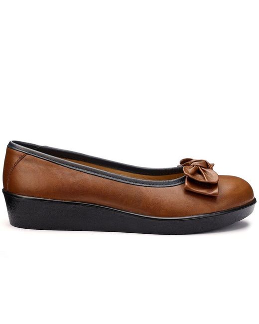 Hotter Brown Jade Low Wedge Pumps