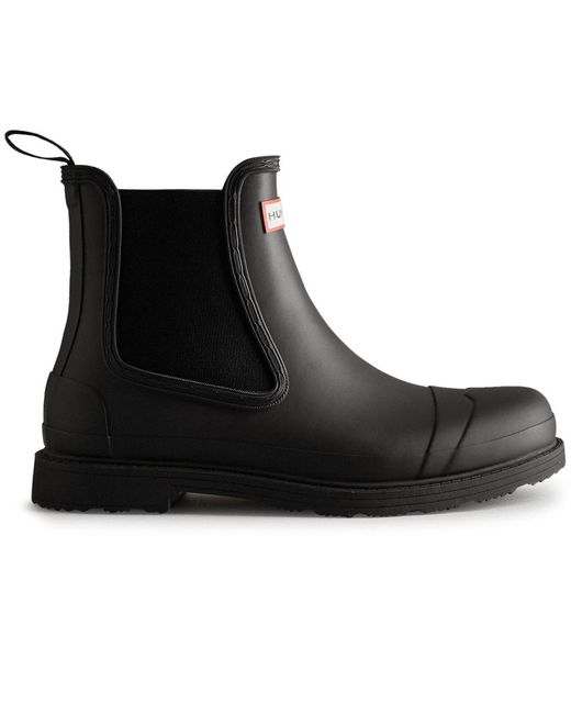 Hunter Black Commando Chelsea Wellingtons Size: 7 for men