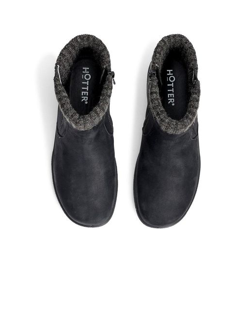 Hotter Black Malham Wide Fit Ankle Boots