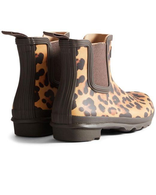 Hunter Brown Original Chelsea Leopard Wellingtons