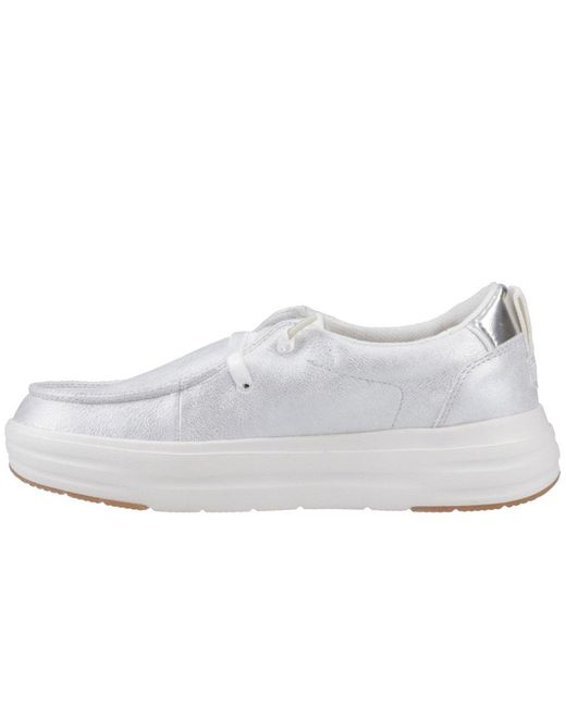 HeyDude White Wendy Nova Shimmer Trainers