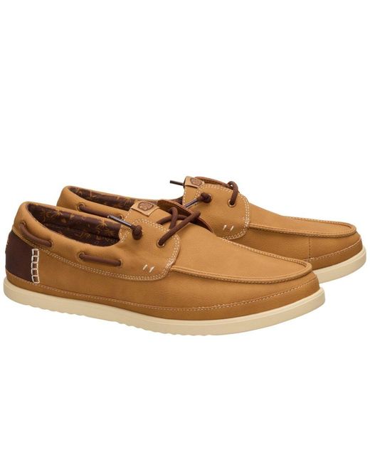 HeyDude Brown Harbour Low Boat Shoes for men