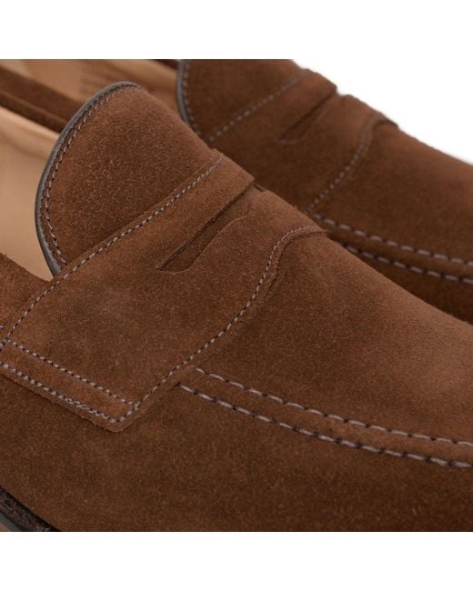 Loake Brown Imperial Suede Penny Loafers for men