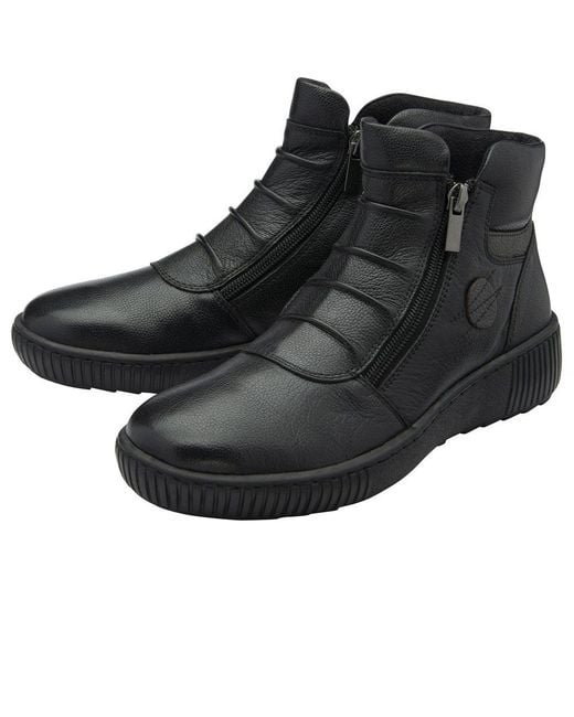 Lotus Black Atlanta Ankle Boots