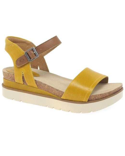 Josef Seibel Yellow Clea 01 Leather Platform Sandals