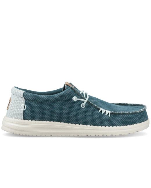 HeyDude Blue Wally Braided Slip On Shoes for men