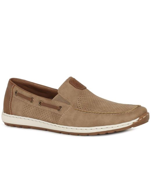 Rieker Brown Mariner Slip On Boat Shoes Colour: 64 Fango for men