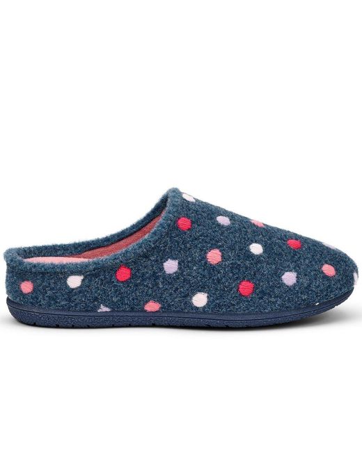 Hotter Blue Dotty Slippers