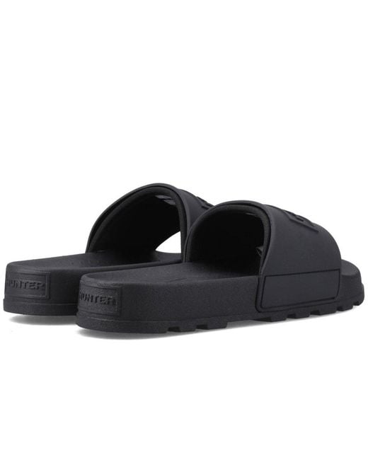 Hunter Black Core Embossed Slider Sandals