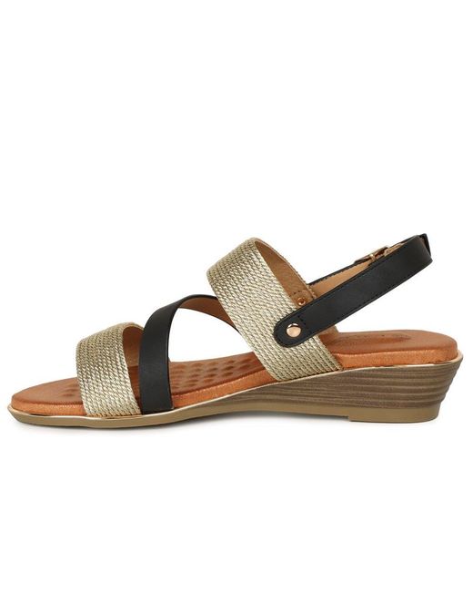 Lunar (GRS) Brown Pippa Low Wedge Sandals