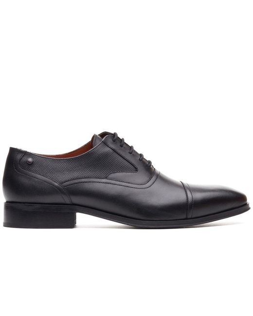 Base London Black Portico Toe Cap Oxford Shoes for men