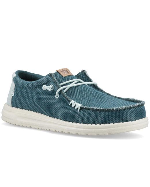 HeyDude Blue Wally Braided Slip On Shoes for men