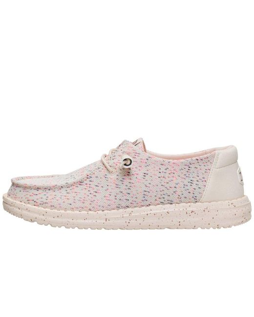 HeyDude Pink Wendy Stretch Speckle Shoes