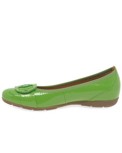 Gabor Green Rosta Ballet Pumps Patent