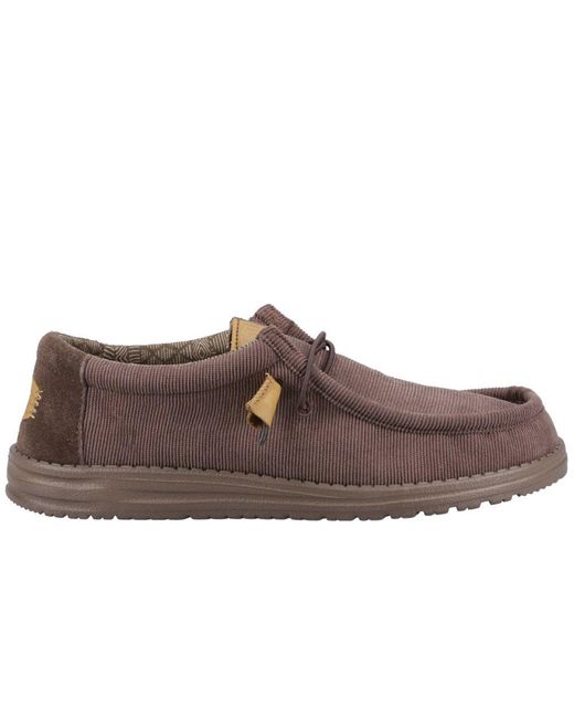 Hey Dude Brown Wally Corduroy Shoes for men