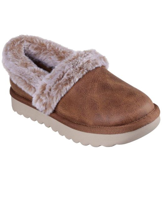 Skechers Brown Cozy Up Polyester Chestnut Slippers