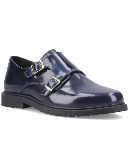 Hush Puppies Blue Verity Hi-Shine Monk Shoes