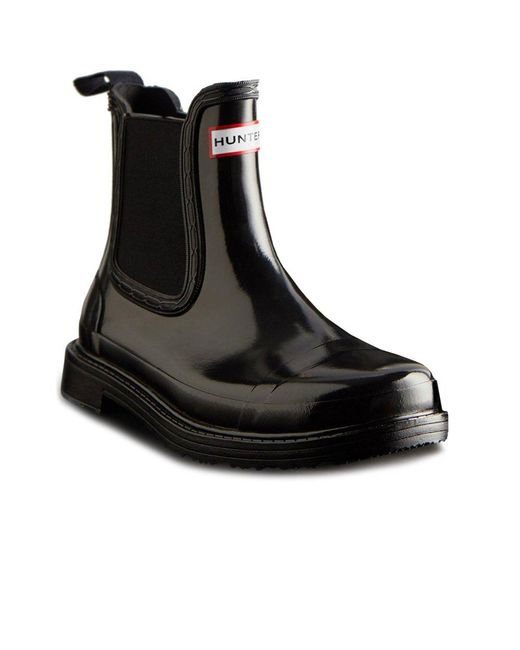 Hunter Black Commando Gloss Chelsea Boot Wellingtons Size: 3