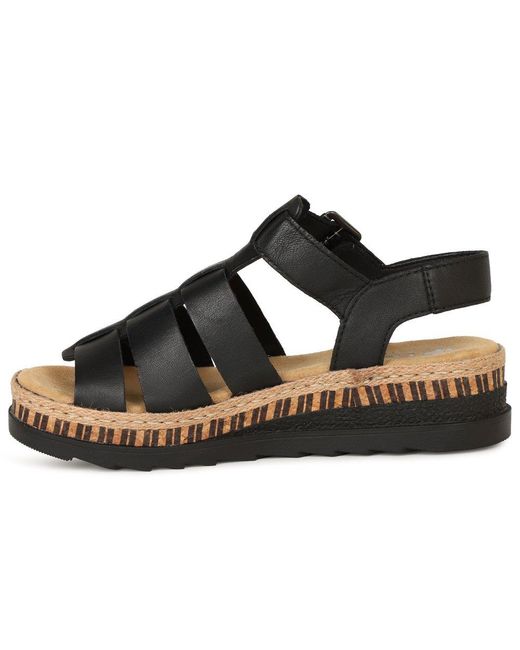 Rieker Black Costa Rica Wedge Heel Sandals