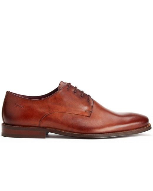 Base London Red Marley Plain Toe Derby Shoes for men