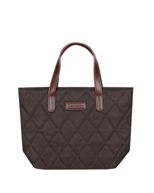 Barbour Brown Mini Quilted Tote Bag Fabric