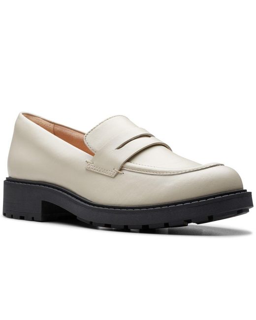 Clarks White Orinoco2 Penny Loafers