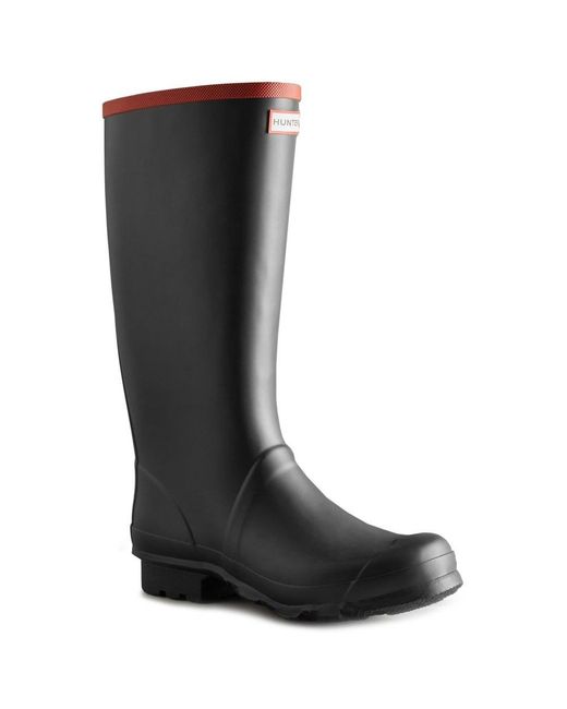 Hunter Black Argyll Full Knee Wellingtons