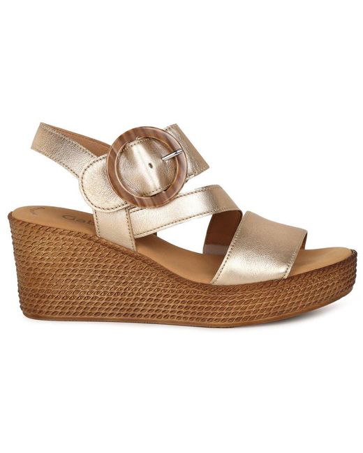 Gabor Metallic Drama Wedge Heel Sandals