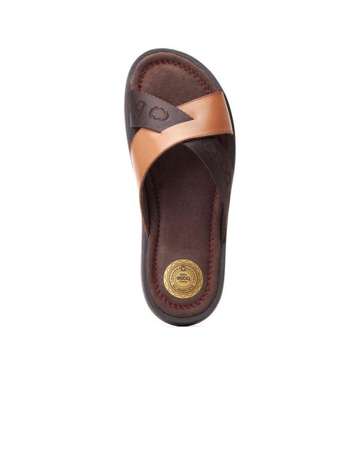 Base London Brown Webb Sliders for men