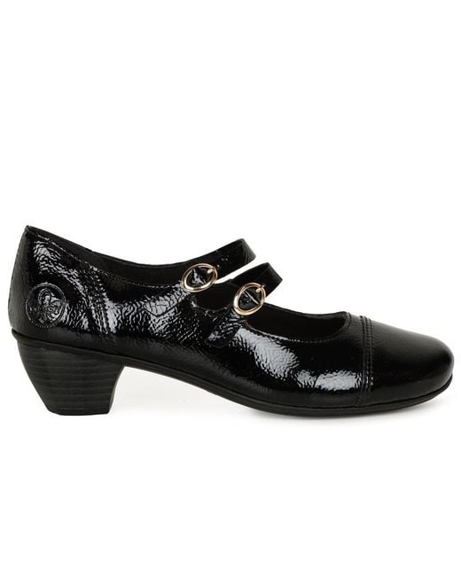 Rieker Black Tango Mary Jane Court Shoes