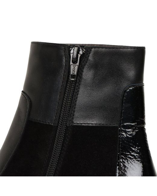 Hispanitas Black Milan Patch Ankle Boots Pat/Lea