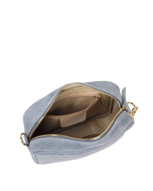 Elie Beaumont Blue Crossbody Suede Messenger Bag