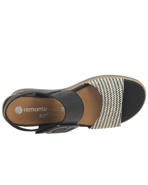 Remonte Black Capri Wedge Heel Sandals /Cream