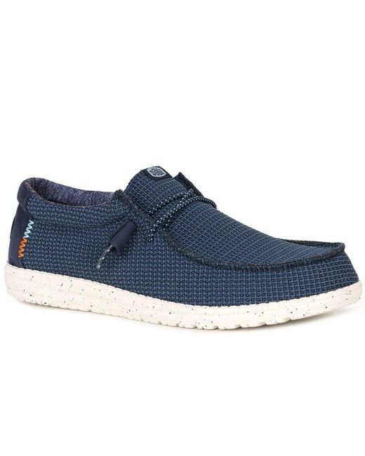 HeyDude Blue Wally Stretch Sox Canvas Shoes for men