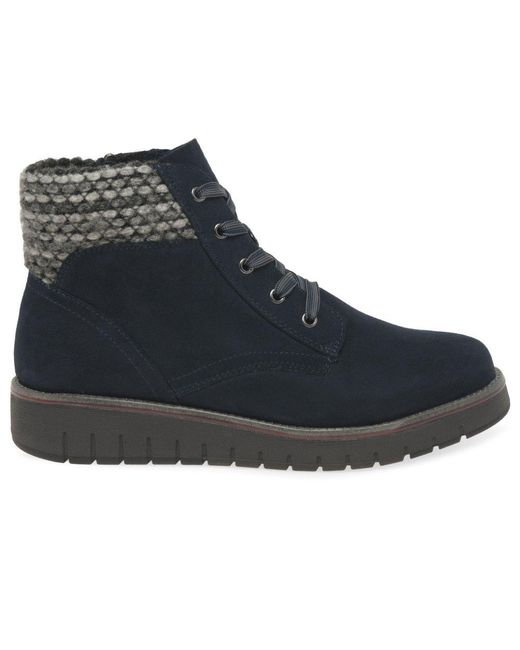 Marco Tozzi Blue Dallas Ankle Boots