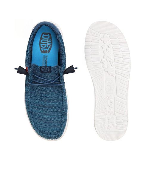 HeyDude Blue Wally Stretch Shoes for men