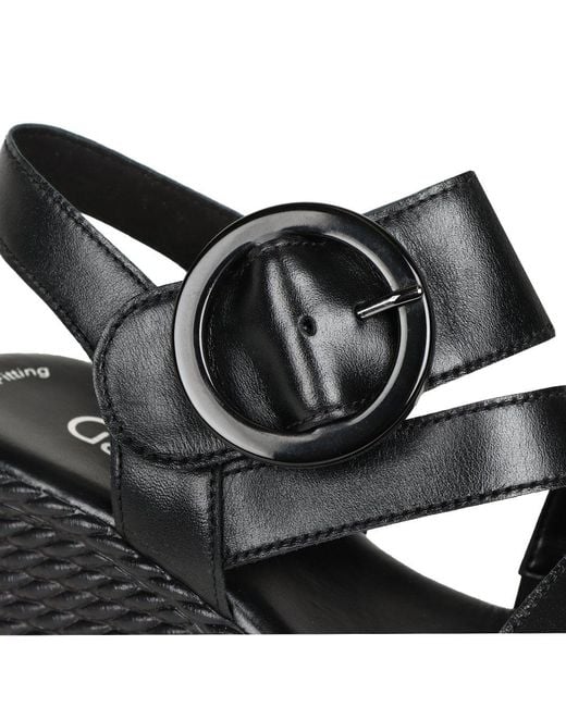 Gabor Black Drama Wedge Heel Sandals