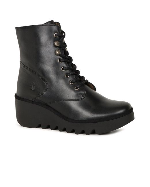 Fly London Black Birr Wedge Heel Boots