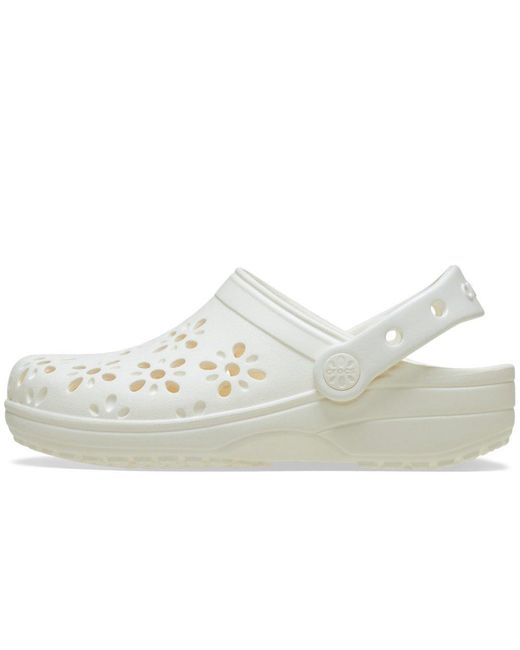 CROCSTM White Classic Floral Cut Out Clogs