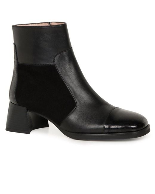 Hispanitas Black Milan Patch Ankle Boots Pat/Lea