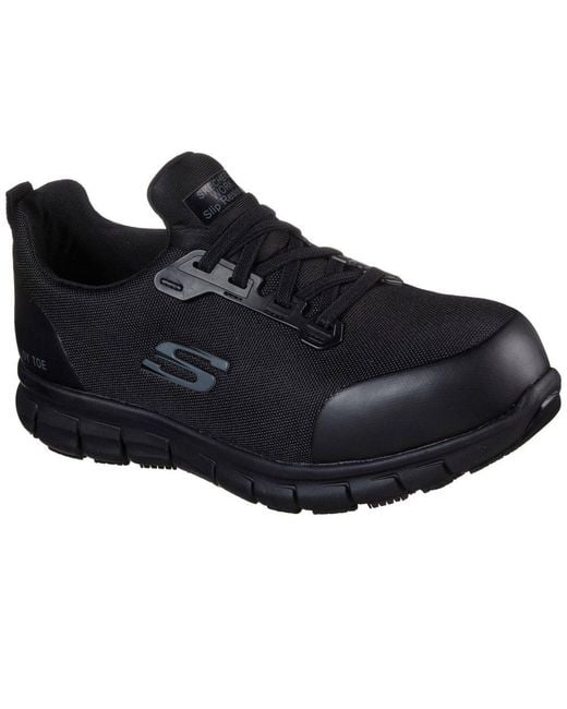 Skechers Black Work Sure Track Jixie Alloy Trainers